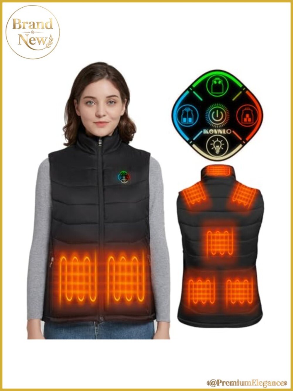 Women's Heated Vest, 5-in-1 Smart Controller, Light-up Design, Electric Jacket